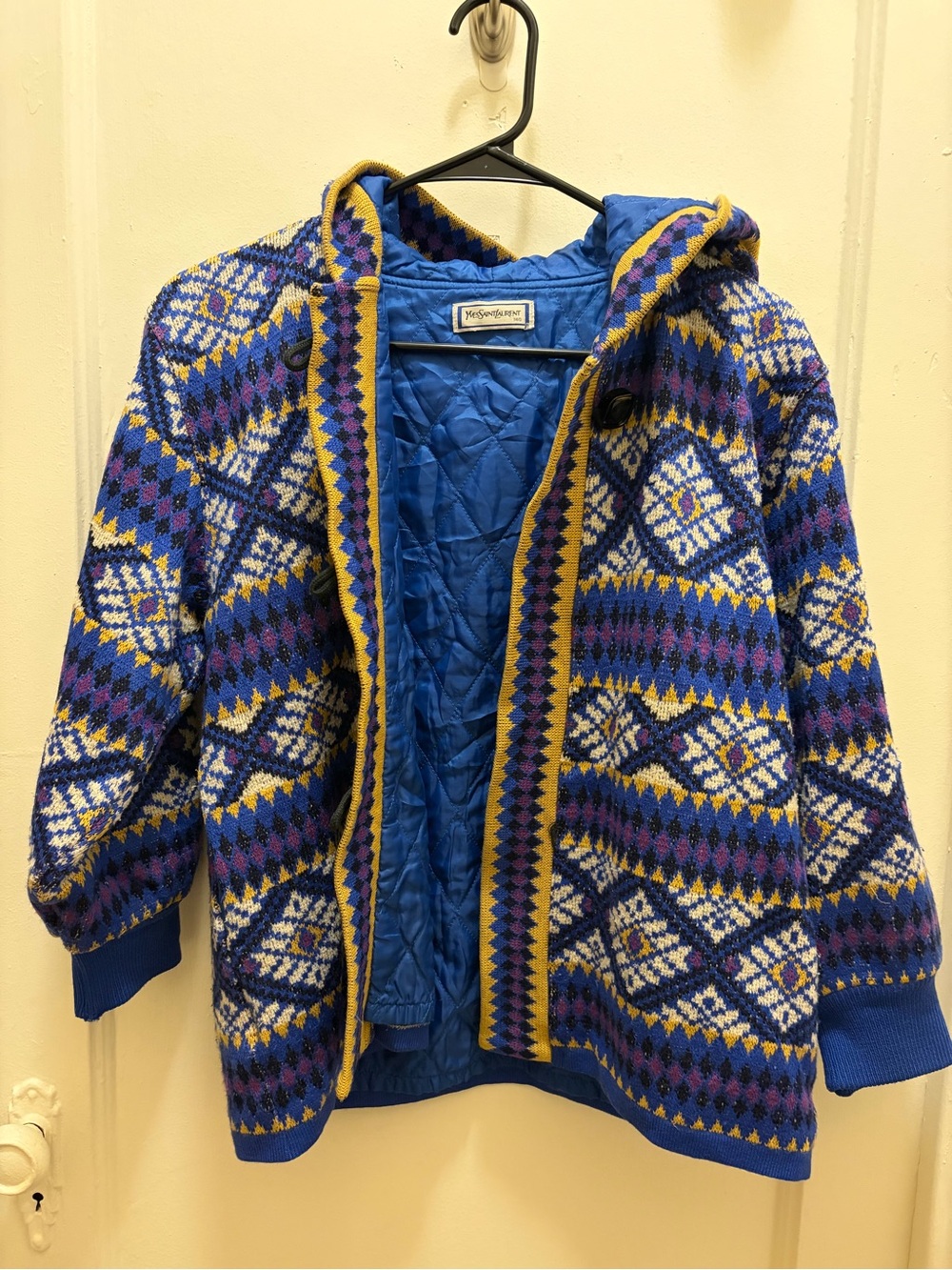 Yves Saint Laurent Blue, Purple & Yellow Patterned Hooded lined cardigan (Kids)